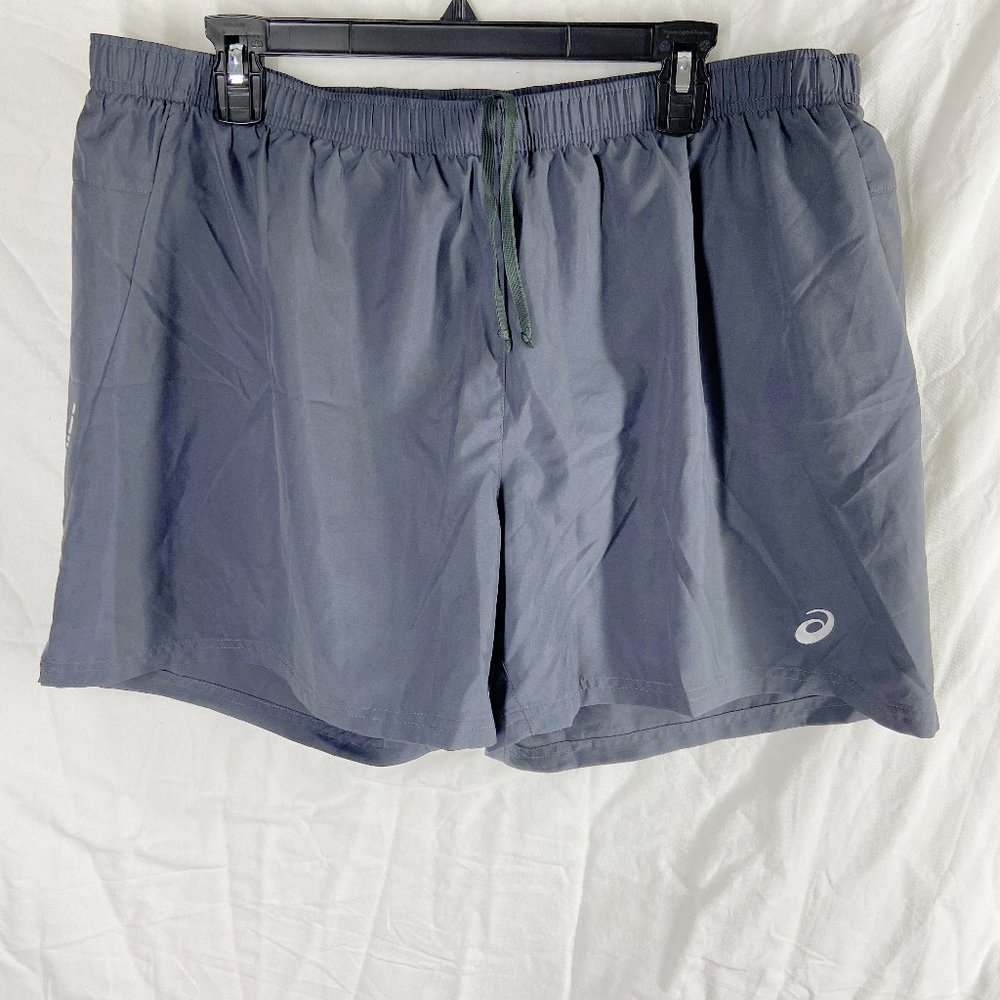 Asic Mens Gray Woven 5 in Running Shorts Size 2XL